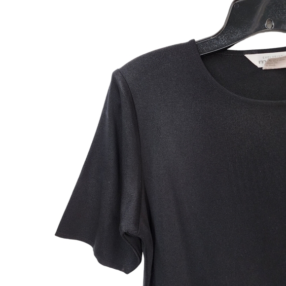 Misook Women's Short Sleeve Asymmetric Hem Top Black - S - Picture 2 of 6